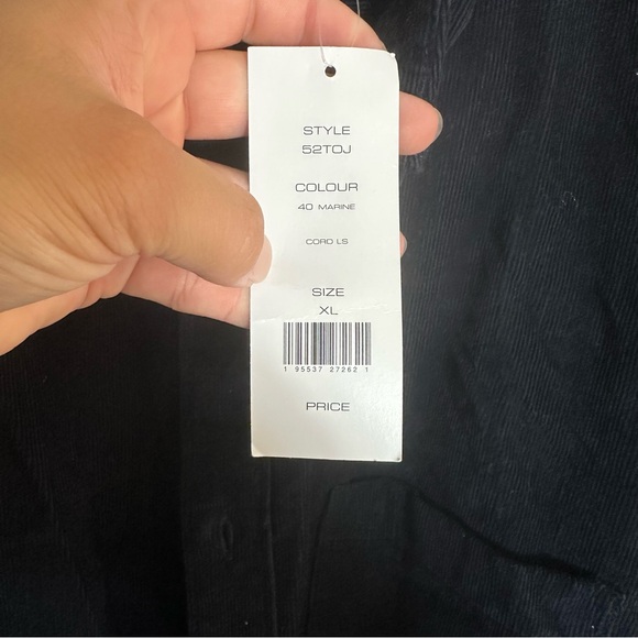 French Connection Navy Blue Corduroy Long Sleeve Button Down Shirt NEW NWT - Picture 12 of 14